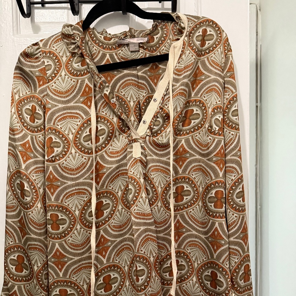 F21 Love 21 warm tone print silk blouse